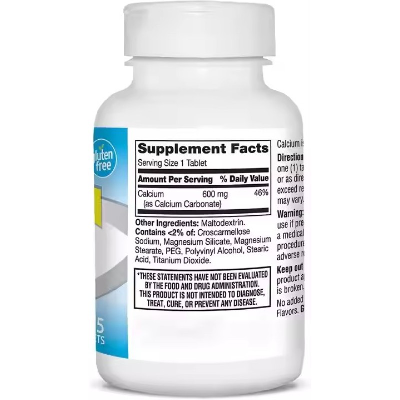 OEM Organic Non-GMO 600 mg Calcium Supplement with Iron Zinc Selenium 75 Tablets for Bone Health