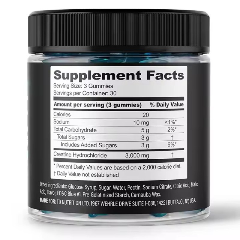 Creatine HCL Gummies 3000Mg Pre Workout Energy Supplement Raspberry Vegan Monohydrate