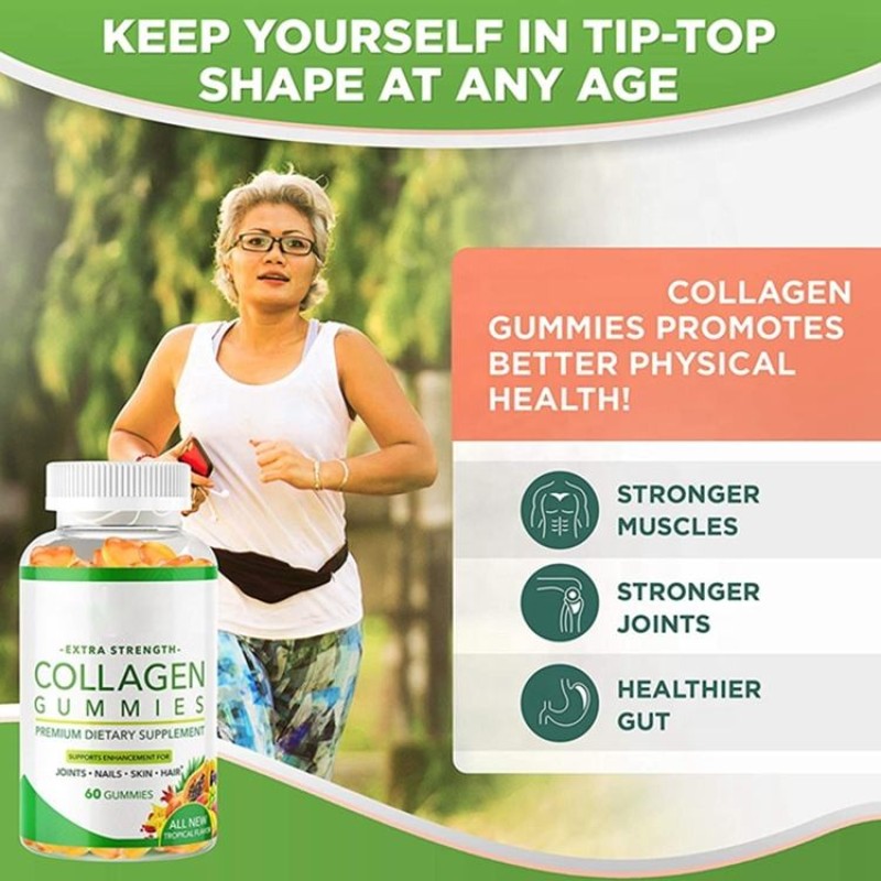 Extra Strength Collagen Biotin Glutathione Gummies for Anti-Aging Skin Nails Hair Improvement Vegan Supplement Adults 35+