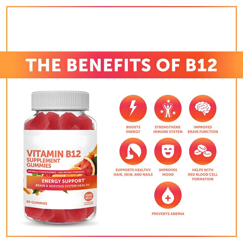 OEM Premium Sugar-Free Vitamin B12 Gummies with Benfotiamine & Thiamine - Comprehensive B Complex for Enhanced Energy