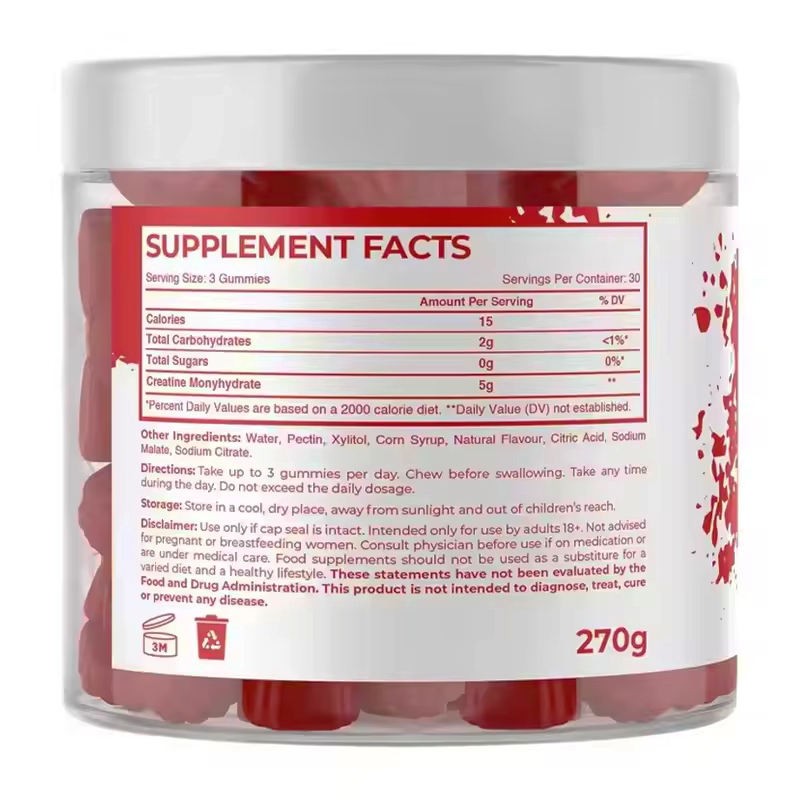 OEM/ODM Pre Workout Creatine Gummies 4g Per Serving - Muscle Builder and Energy Booster for Athletes
