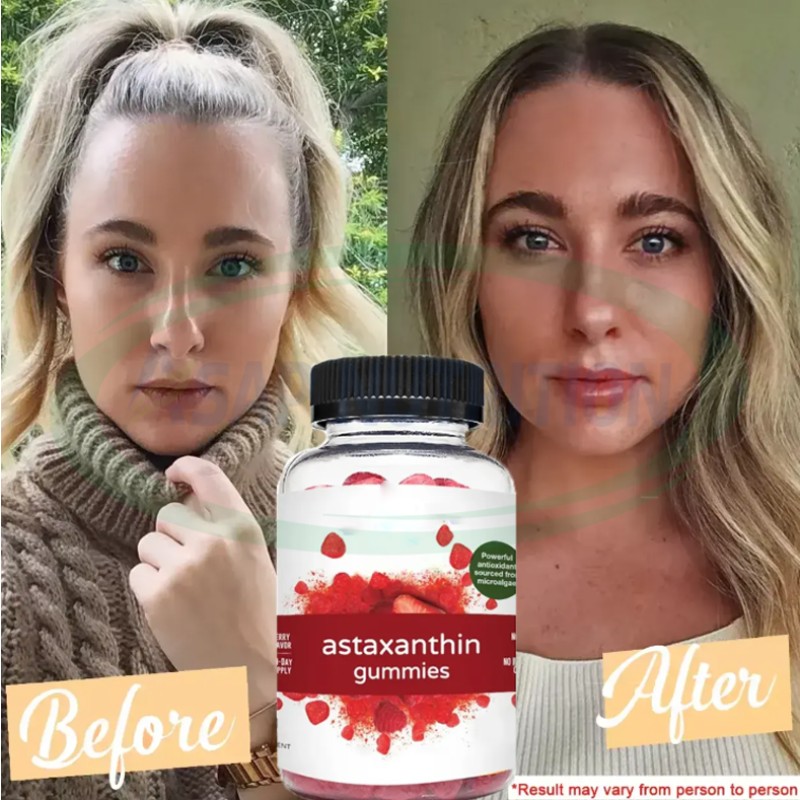 Astaxanthin Collagen Gummies Vegan Beauty Supplement for Skin and Hair Care with Antioxidant Benefits