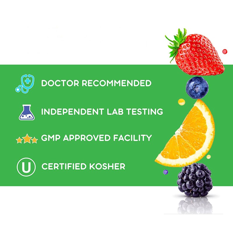 High Potency Vitamin D3 5000IU Gummies - Vegetarian Pectin Chews with Mixed Berry Flavor for Immune and Bone Support