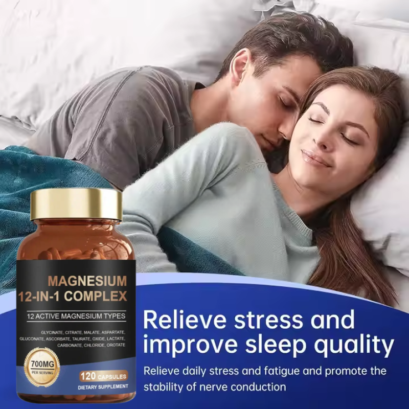 Premium 12-in-1 Magnesium Complex 700mg with Glycinate & Citrate for Sleep and Muscle Support, Pregnancy-Safe Formula