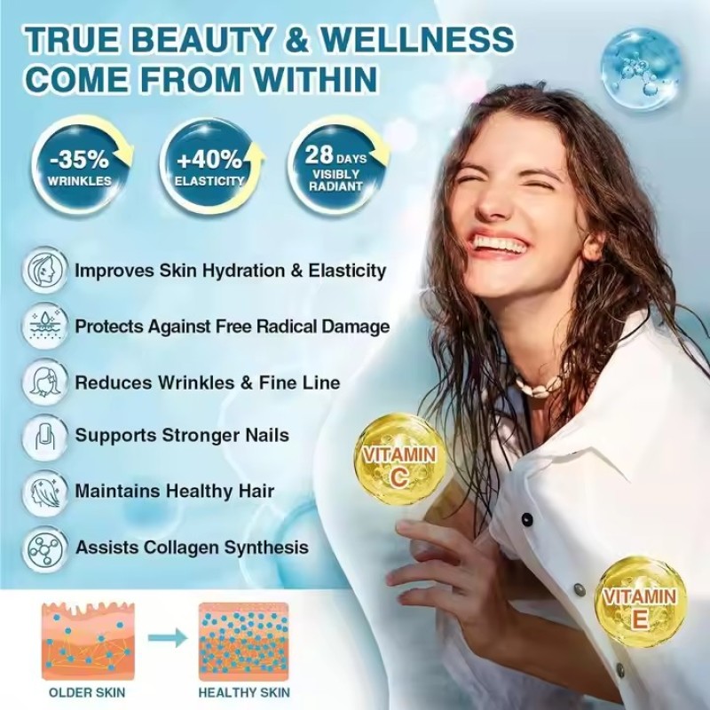 Ocean Collagen Hair Beauty Nail Collagen Powder with Vitamin c Drink Fast Absorption Skin Care Supplements