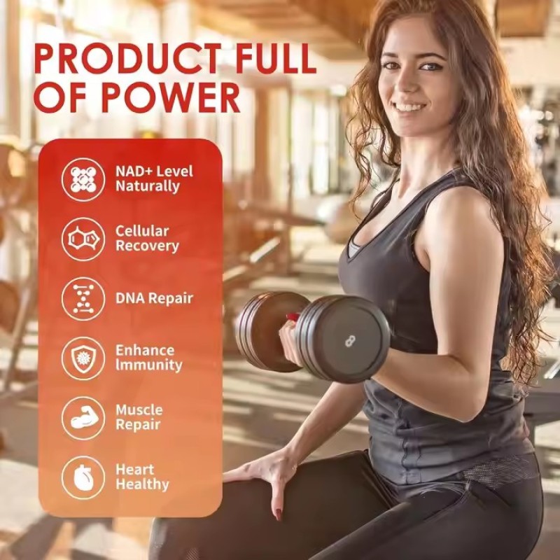 Nad  + Strawberry Flavor Hair Growth Soft Candy Anti-Aging Health Supplement Skin Care Gummy for Vegetarians