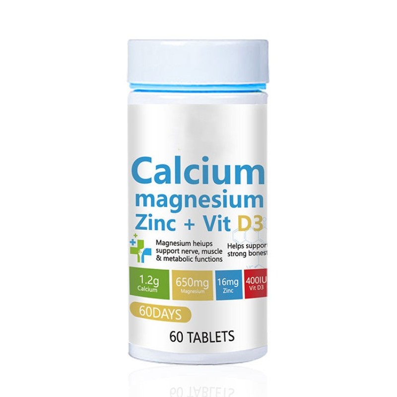 High Absorption Calcium Magnesium Zinc Tablets with Vitamin D3 & K2 - Bone Strength Support for 50+ Adults | Collagen Booster
