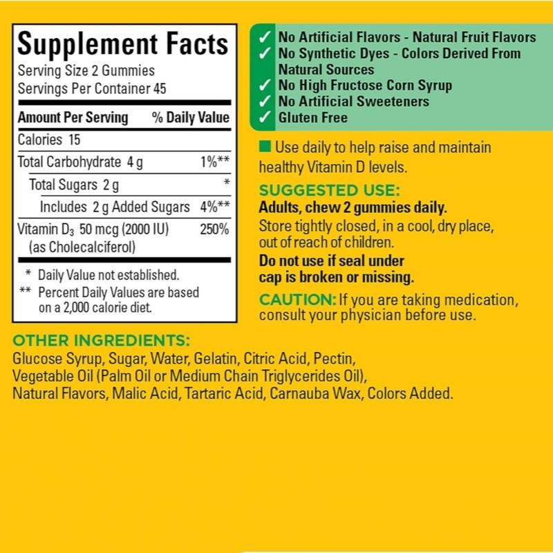 Vitamin D3 Gummies Sugar Free Vitamins Supplement Gummy Vegan Biotin Vitamins for Women & Men Supports Multivitamin