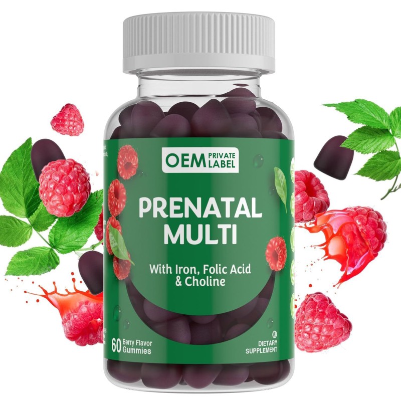 OEM Prenatal Vitamin Gummies with Folic Acid, Iron, Choline & Multivitamins for Women