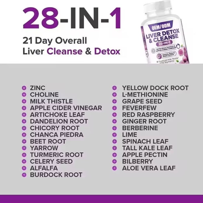28-in-1 Premium Liver Support Capsules with Milk Thistle & Apple Cider Vinegar, Detox Formula