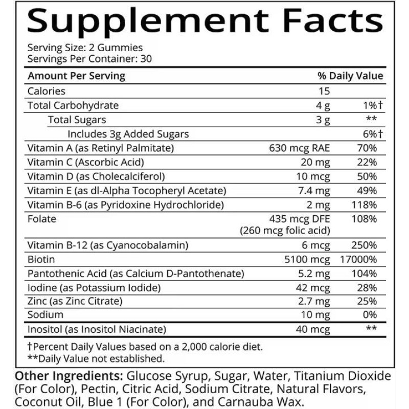 Biotin Plus Gummies for Women - Hair Skin Nails Vitamins Dietary Supplement with Biotin Collagen Vitamins ABCDE