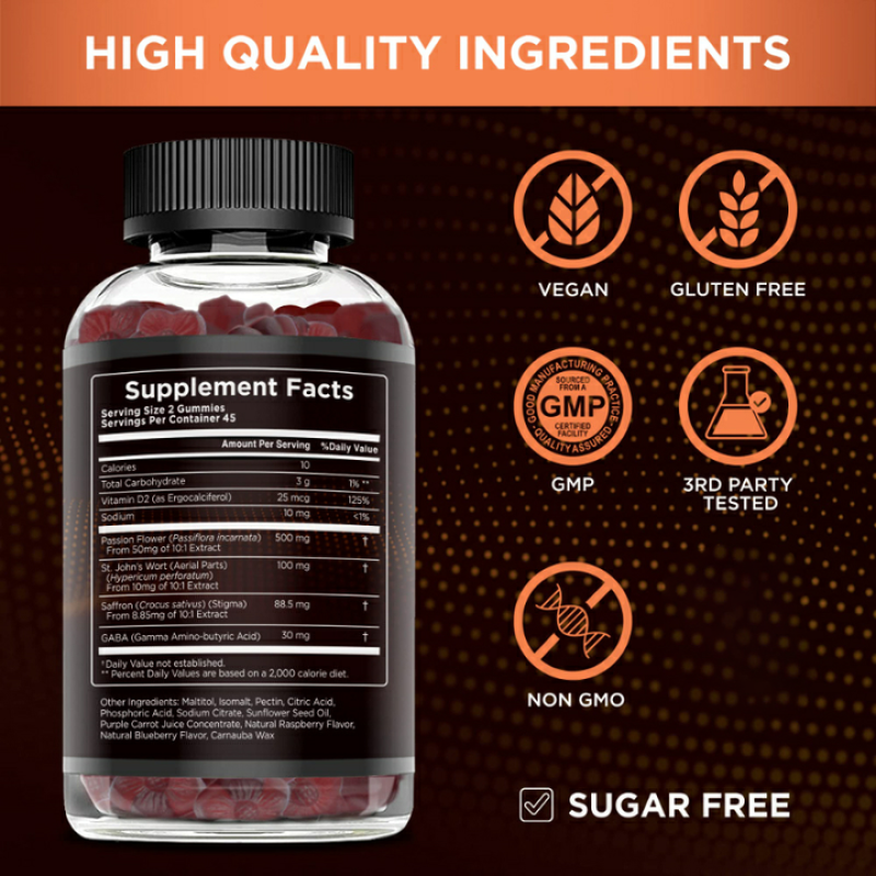 Saffron Extract Female Gummy Anti-Oxidant Energy Enhancement, Qi and Blood Replenishment, Vegetarian Gummy