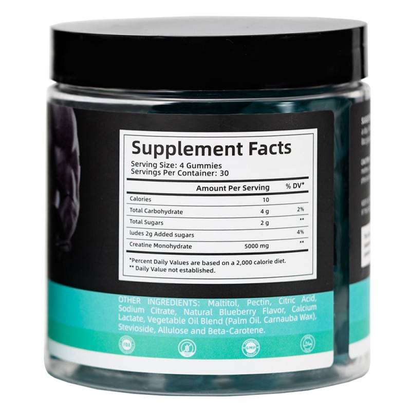 Health Care Creatine Monohydrate Gummies 5g Pre Workout Vegan Private Label for Muscle Strength and Athletic Performance