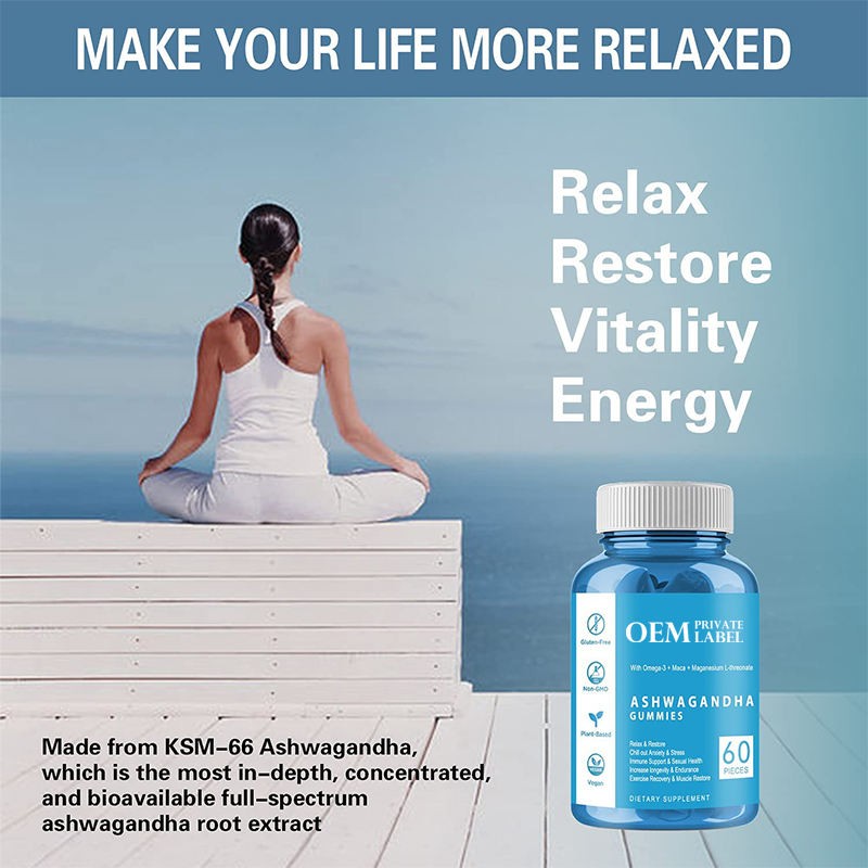 Organic Ashwagandha Root Extract Gummies - Stress Relief & Sleep Aid Supplement, Vegan Gummy Bears for Relax & Immune Support