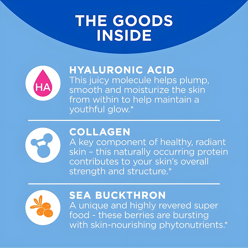 Hyaluronic Acid Collagen Protein Sea Buckthorn Soft Candy for Beauty Herbs Supplement to Moisturize Skin Not for Pregnant Women