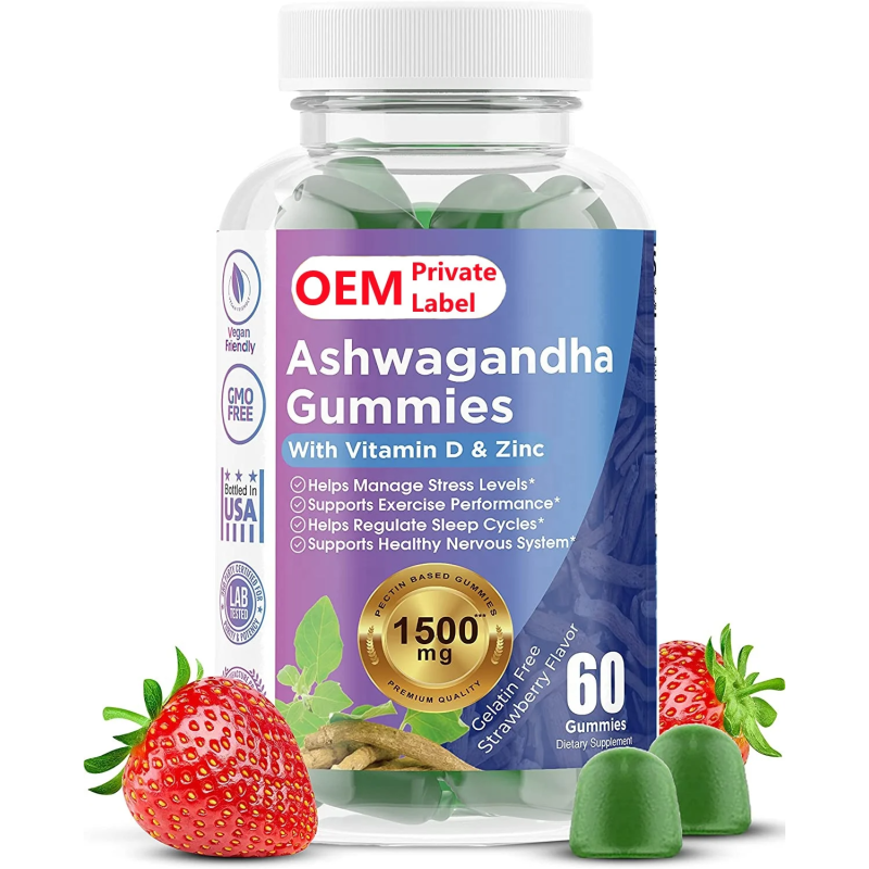 Private Label KSM-66 Ashwagandha Gummies with GABA for Sleep Support and Stress Relief Vegan Supplement
