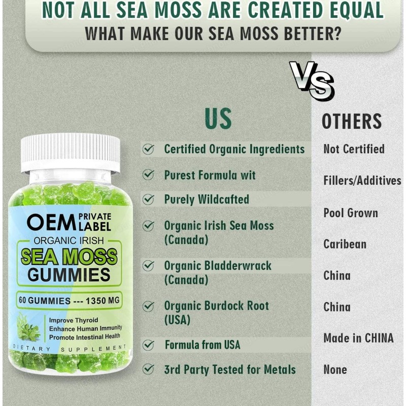 Premium Organic Sea Moss Gummies - Immune Support & Health Care - Vegan Irish Sea Moss Gummy