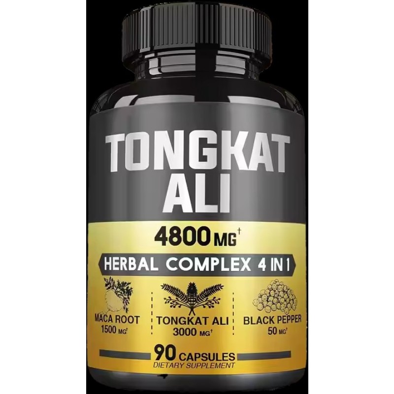 Tongkat Ali Capsules 4800MG Herbal Complex 4 in 1 with Maca Roots Energy Production Support Muscle Mass and Stamina