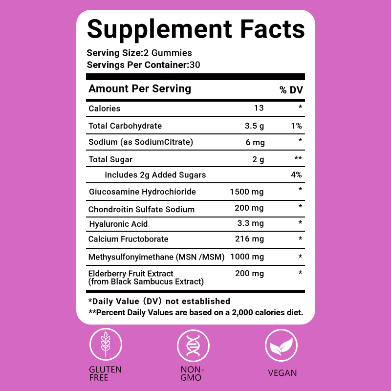 Premium Glucosamine Chondroitin MSM Gummies 3000mg with Elderberry for Joint Support and Flexibility
