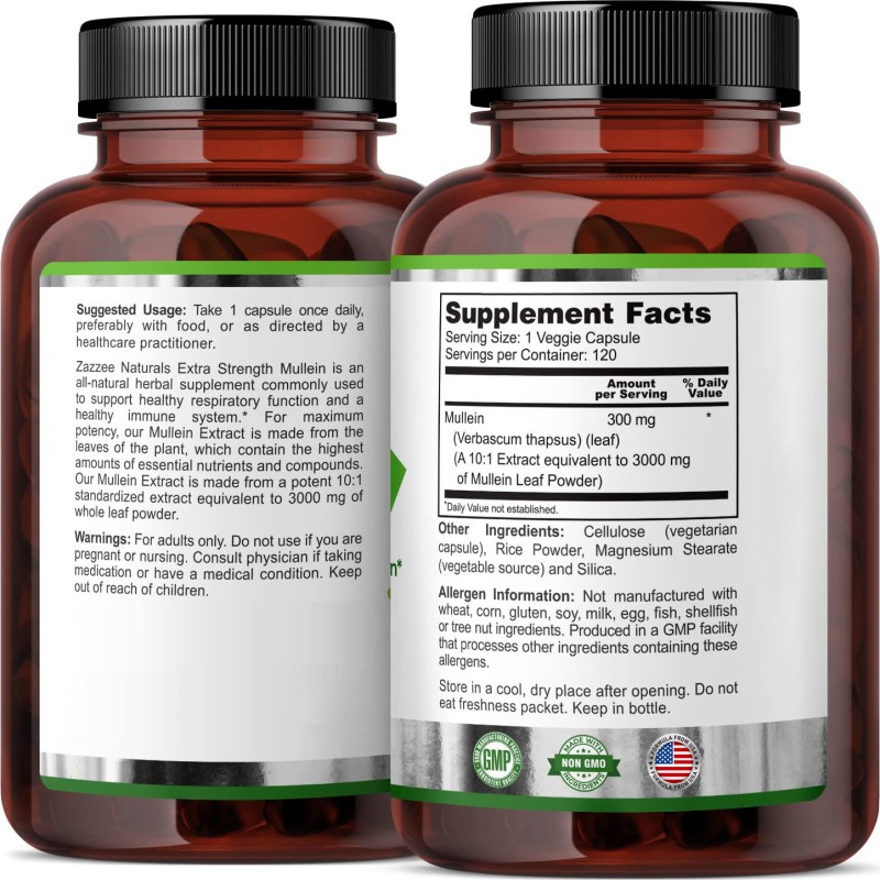 Private Label Pure Mullein Leaf Capsules - Supports Respiratory Health - Private Label Mullein Supplement