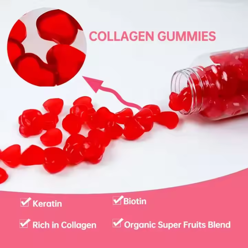 Collagen Biotin Gummies with Vitamin C & E - Hair Growth, Skin Glow & Nail Strength Supplement - ODM/EDM Chewable