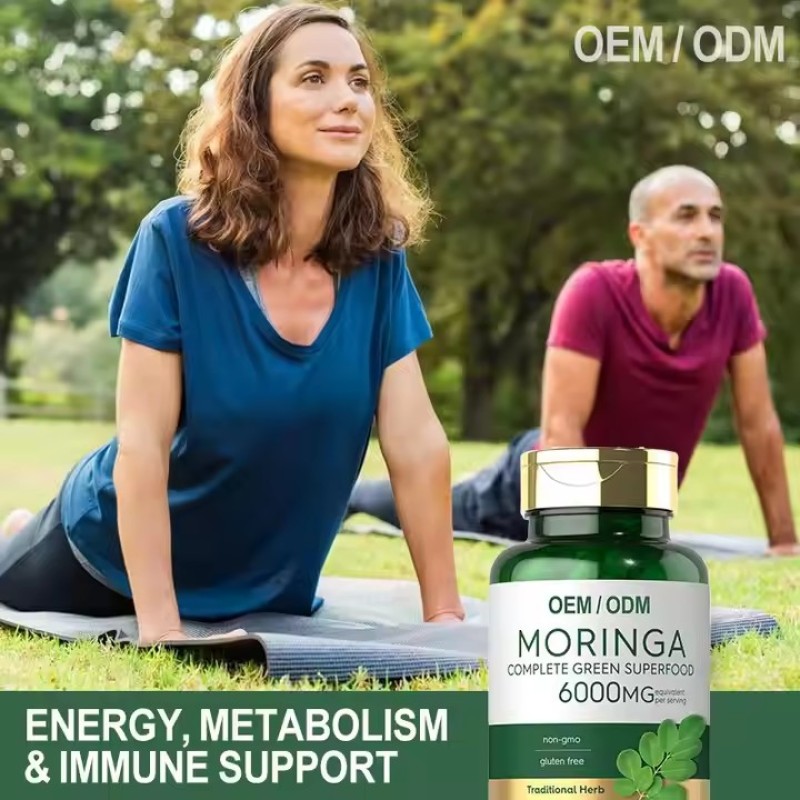 OEM Herbal Supplements Moringa Powder Capsules Support Digestion and Immunity Health Organic Moringa Leaf Extract Capsule