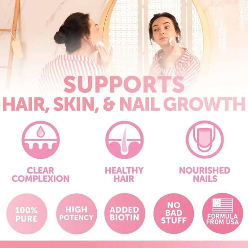 OEM Biotin 10000mcg Collagen Gummies with Vitamin C for Skin Whitening and Hair Growth Sugar-Free Supplement