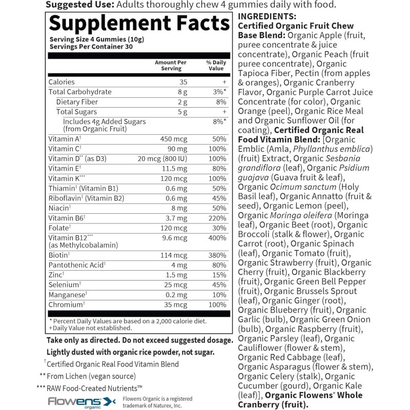 Organic Men's Multivitamin Gummies for Adults - Private Label Whole Food Supplement with Immune Support