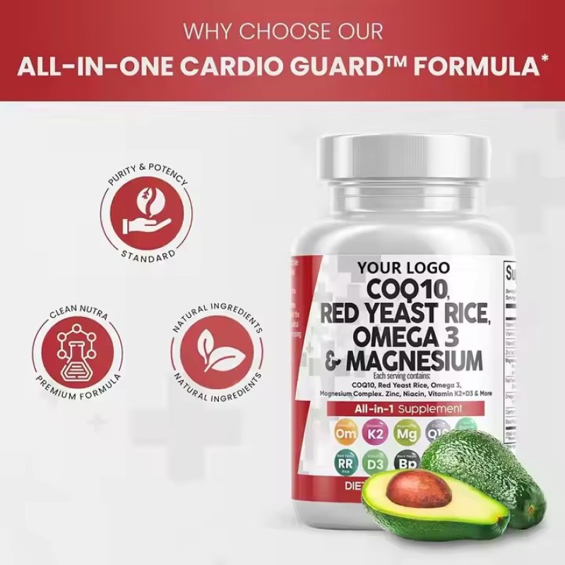 COQ10 Omega 3 All-in-one  Vitamin 10 in 1 Blend Vitamin Minerals Heart Support Antioxidants Multivitamin Capsules