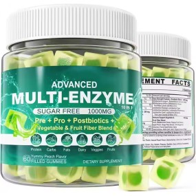 Sugar Free Fiber Gummies Multi Digestive Enzymes Supplements Probiotics & Prebiotics Fiber Blend Filled Gummies