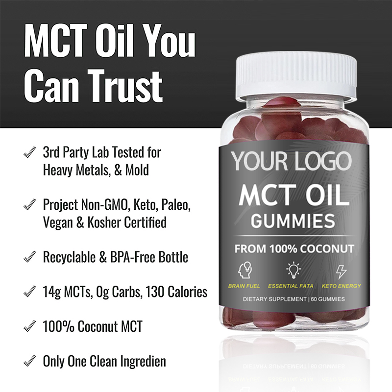 Custom Logo MCT Oil Gummies 3000mg - Brain & Keto Energy Booster, Fat Burning Supplement for Ketogenic Diet & Focus Support