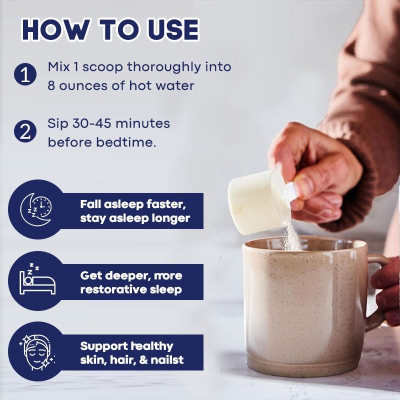 Private Label 300g Collagen Beauty Sleep Powder with Melatonin for Adult Hair Skin Nails Joints Not for Pregnant Women Teenagers