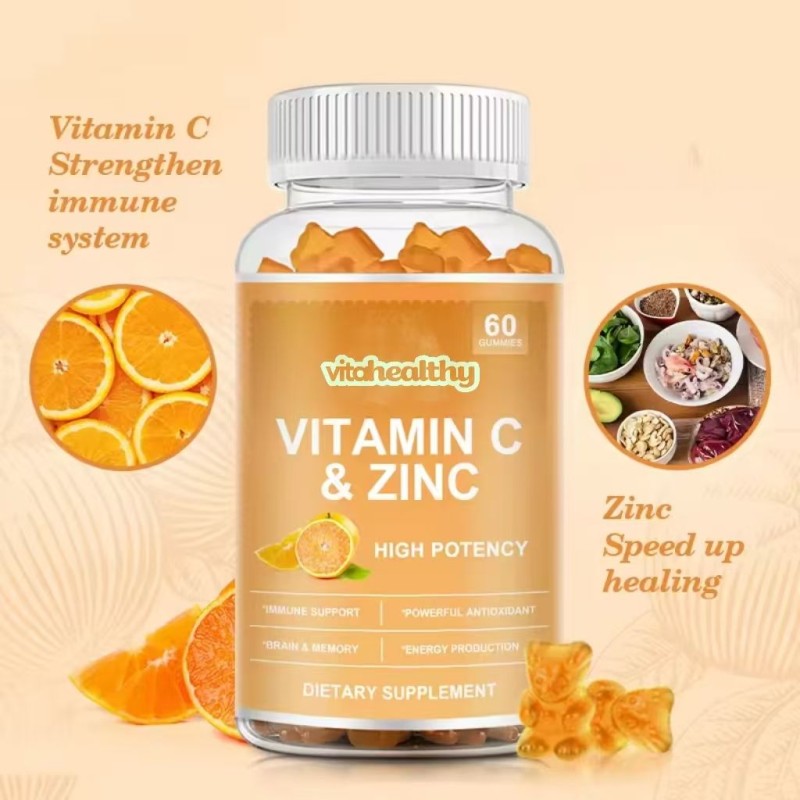 Vitamin C & Zinc Gummies 60Pcs - High Potency Immune Support & Antioxidant