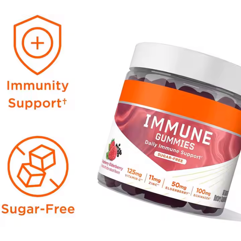 Immune Support Gummies with Vitamin C Zinc Elderberry Echinacea for Adults Daily Immunity Booster Chewable Supplement