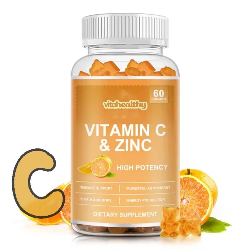 Vitamin C & Zinc Gummies 60Pcs - High Potency Immune Support & Antioxidant