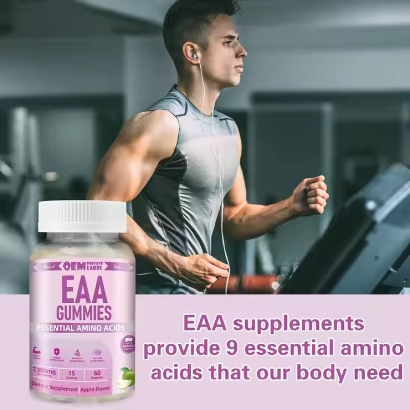 Custom EAA Gummies Sport Pre Workout Supplements With 9 Essential Aminoacids Chain Aminos for Muscle Recovery Energy Support