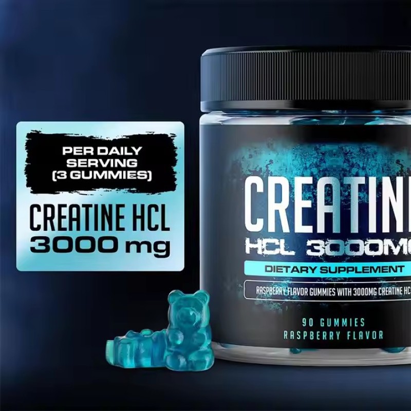 Creatine HCL Gummies 3000Mg Pre Workout Energy Supplement Raspberry Vegan Monohydrate