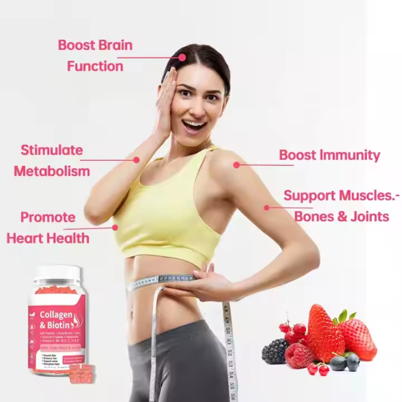 Collagen Biotin Gummies with Vitamin C & E - Hair Growth, Skin Glow & Nail Strength Supplement - ODM/EDM Chewable