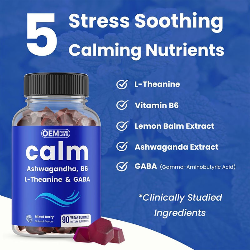OEM Calm Gummies for Adults with L-Theanine, Ashwagandha, Vitamin B6 & Lemon Balm - Stress Relief & Mental Clarity Supplement