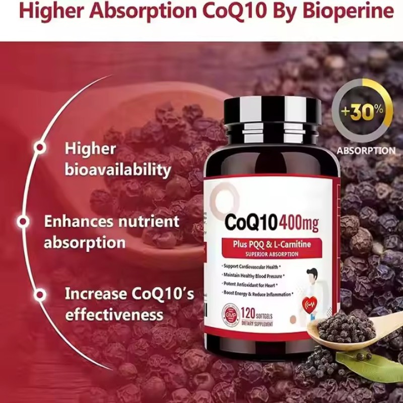 Coenzyme CoQ10 Capsules Coenzyme CoQ10 Softgel Capsule Heart Health Natural Nutritional Supplements
