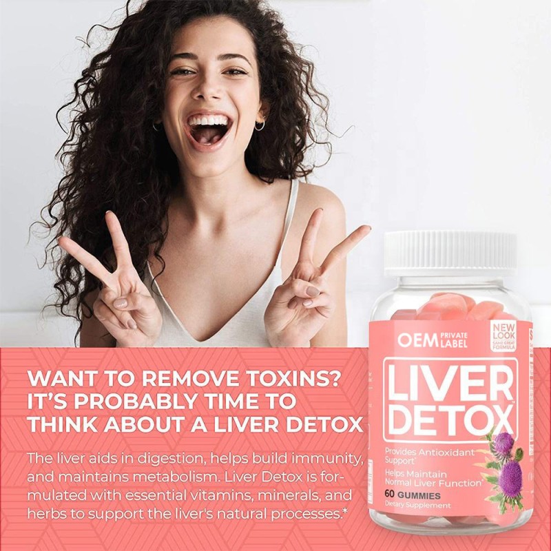 Organic Vegan Liver Detox Gummies with Milk Thistle Extract & Zinc Herbal Liver Cleanse Supplement