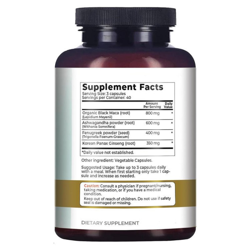 OEM Premium Black Maca Capsules with South African Herbal Extracts  Food Grade Vitality Supplements