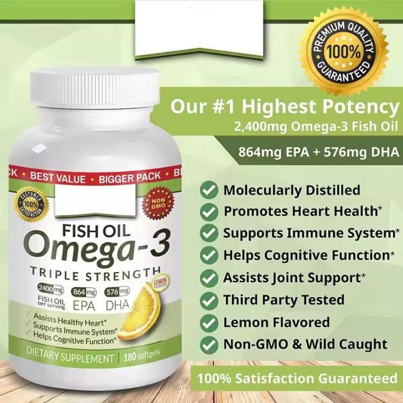 Fish Oil Softgel Capsules Wholesale Heart Support EPA DHA Fish Oil Omega 3 Softgel Brain Health Fish Oil Capsule
