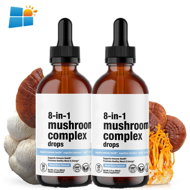 8-in-1 Mushroom Extract Drops - Lion's Mane & Reishi, Brain Boost & Immune Support