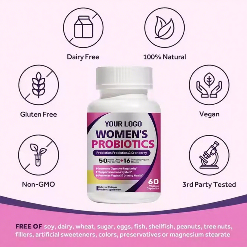 Your logo Dietary Supplement Vaginal Health Organic Probiotics Urinary Health Women Probiotics Capsules
