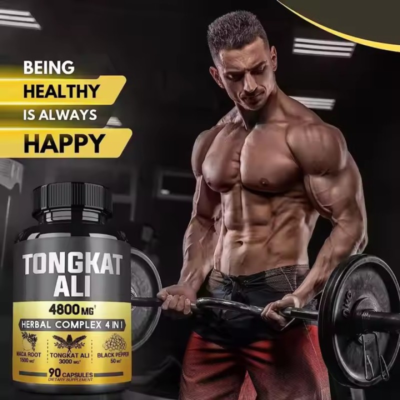 Tongkat Ali Capsules 4800MG Herbal Complex 4 in 1 with Maca Roots Energy Production Support Muscle Mass and Stamina