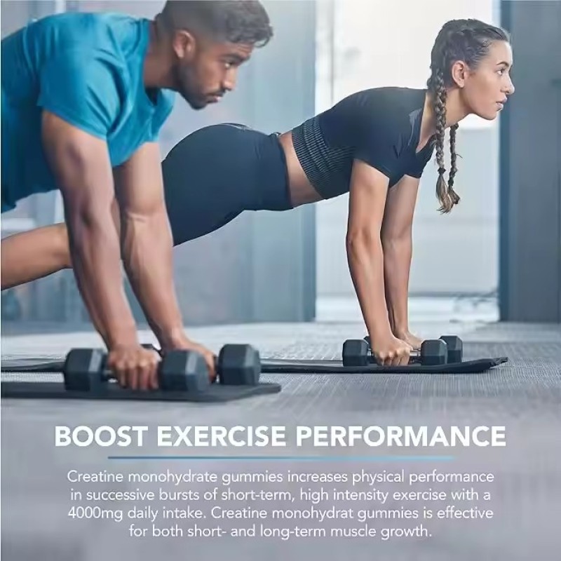 Pre-workout Supplement Chewables Creatine Monohydrate Gummies for Muscle Strength Muscle Builder and Energy Booster for Adults
