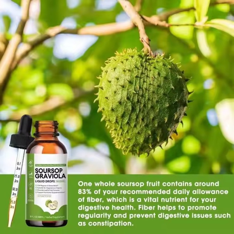 ODM/OEM Natural Organic Dietary Supplement Soursop Graviola Leaf Extract Soursop Graviola Drops for Digestion Respiratory Relief