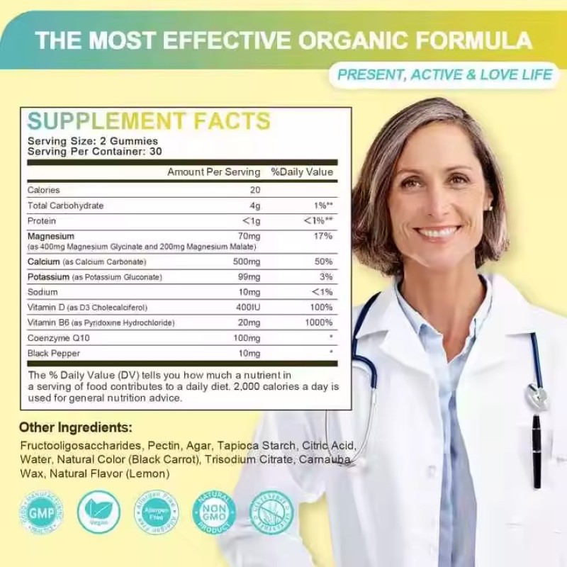 OEM Magnesium Glycinate & Citrate Gummies Vitamin Powder Supplement for Stress Relief & Muscle Recovery