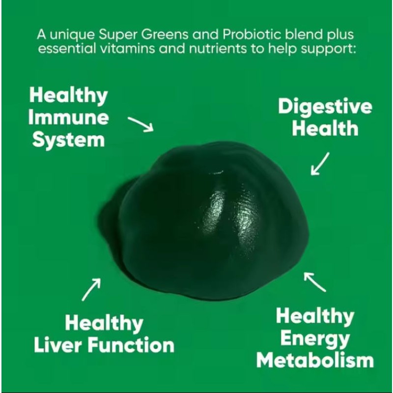 Plant-Based Super Greens Gummies with Fiber & Vitamins - Digestive Health & Immune Support Chewables for Adults, OEM Supplier